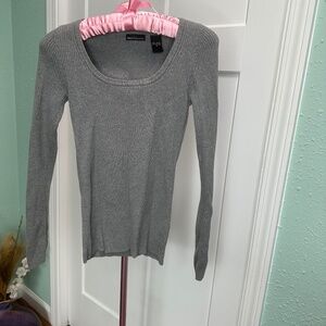 Moda International ribbed Y2k sweater gray Small